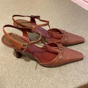 Nine West Brown Slingback Heels 8.5M EUC